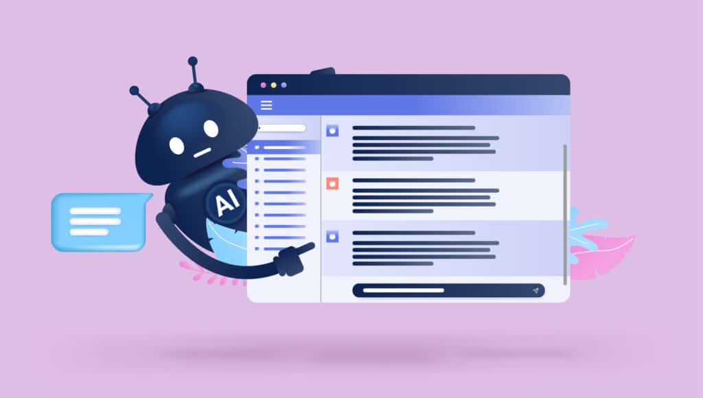 illustration of ai bot pointing at a webpage