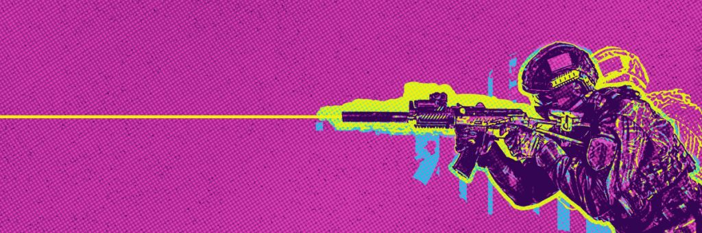 graphic illustration of swat team member shooting gun