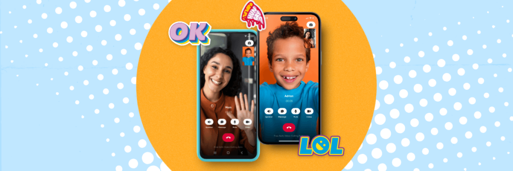 mom and son video calling on gabb phone