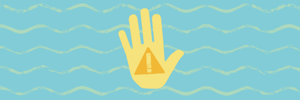 hand symbol with exclamation point