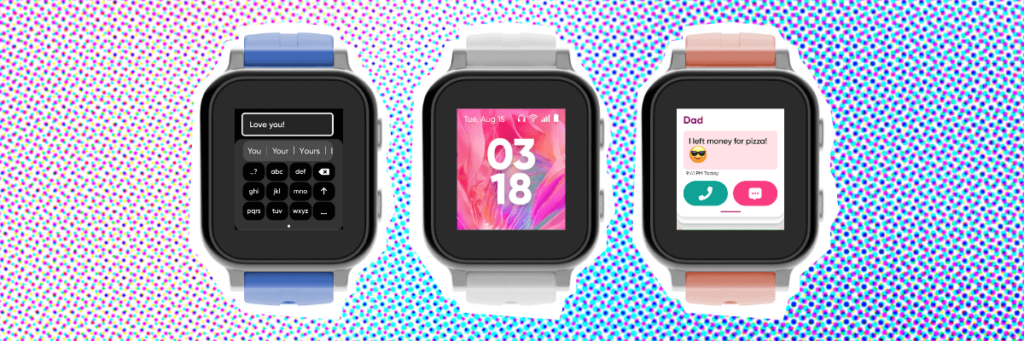 gabb watch kids smart watch with three different screens keyboard digital clock and text messaging with Dad